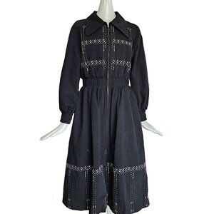 INITIAL BLACK METAL APPLIQUE RAGLAN SLEEVES DRESS COAT (2)